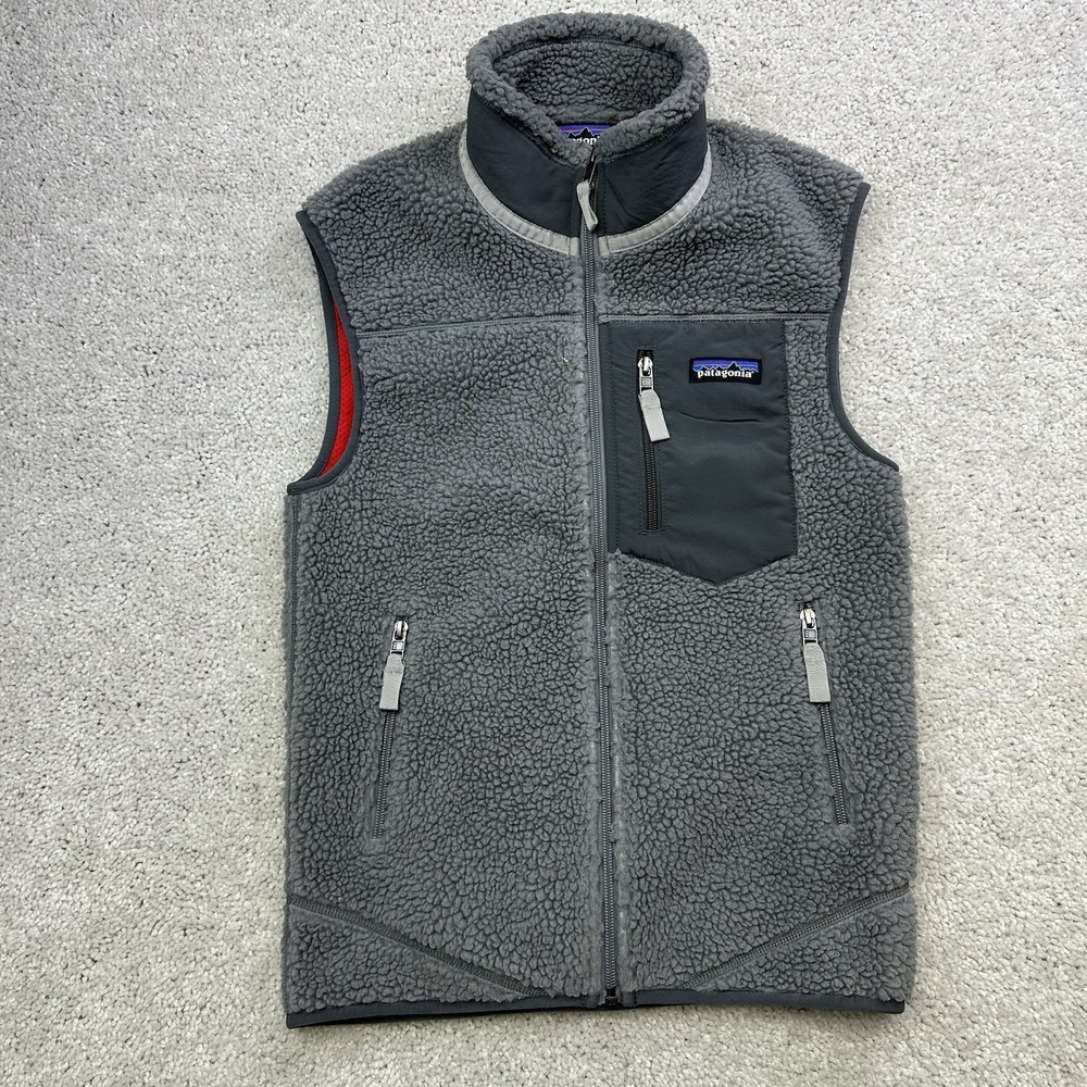 Patagonia Classic Retro-X Fleece Vest Grey Red Mens XXS